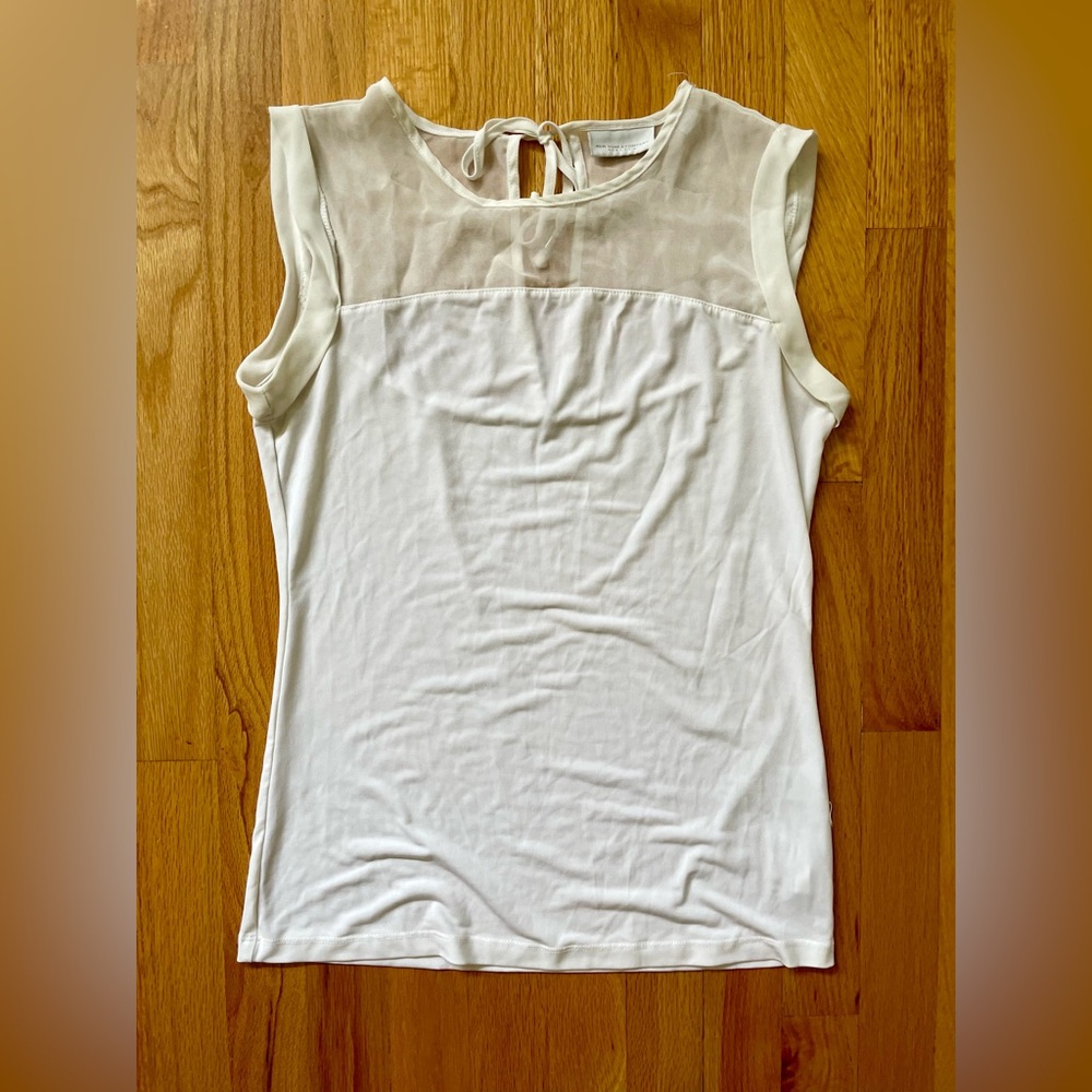 New York & Company Sheer Accent White Tank Top